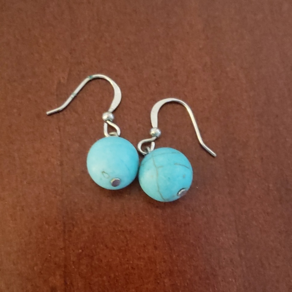 Turquoise colored ball earrings